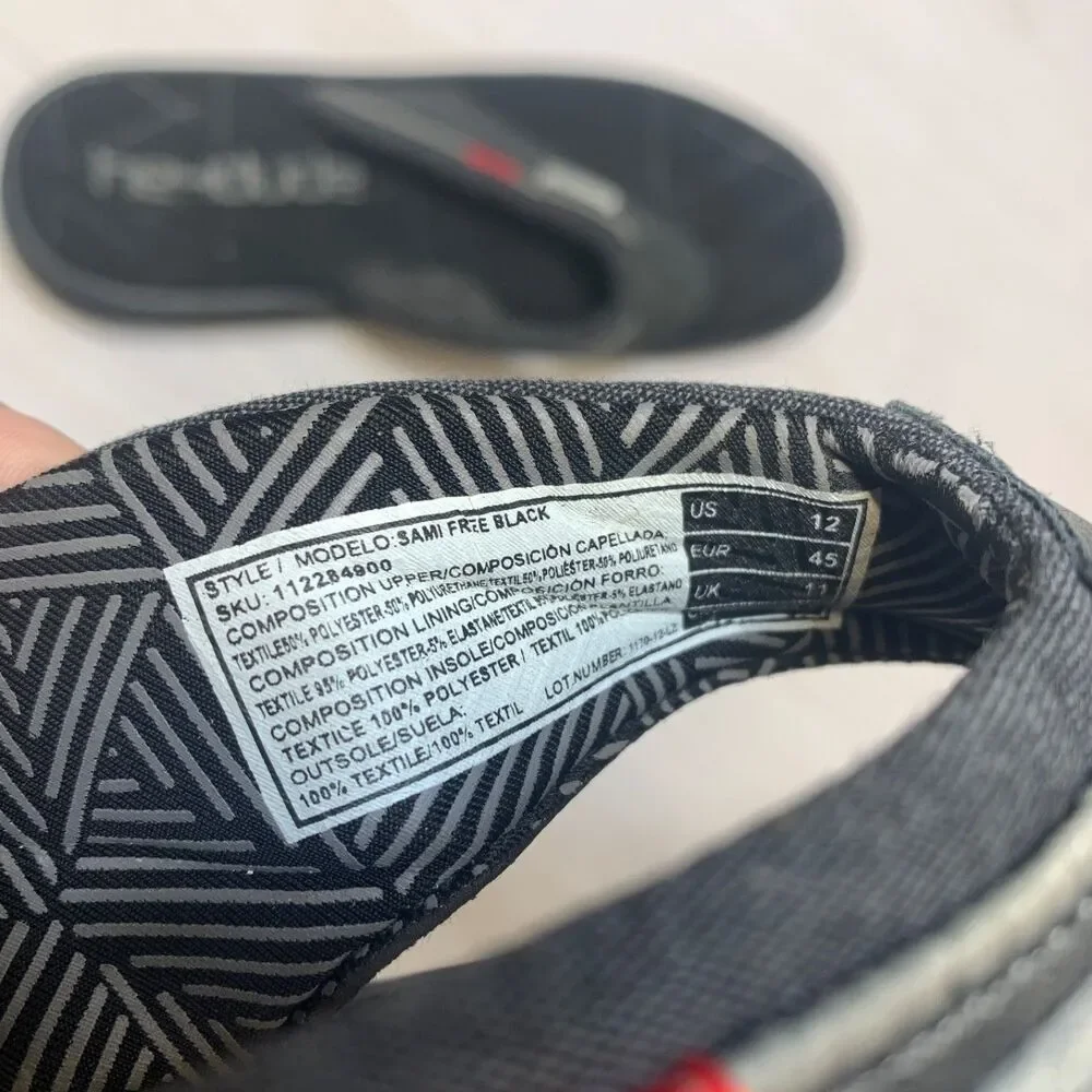 Hey Dude Sami Free Flip Flop Sandals Black Grey Cushioned Men's Size‎ 12